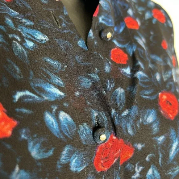 THE KOOPLES Womens Poison Roses Floral-Print Shirt Blouse Size Large ($268) - Picture 5 of 9